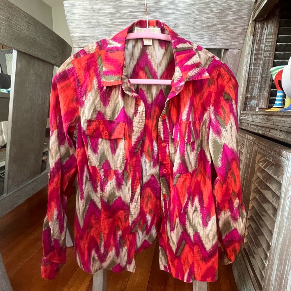 Michael Kora Vibrant Zigzag Button-Up Shirt